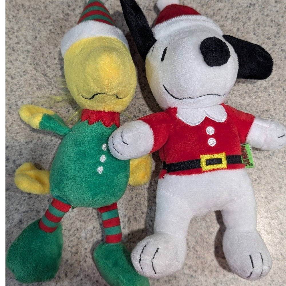 Peanuts Holiday Dog Toy Set Snoopy Santa Woodstock Elf Christmas Squeaky Toy
